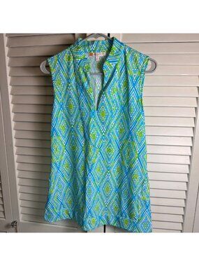 Jude Connolly small Keira Sleeveless Tunic Painted Diamond Turquoise & Lime